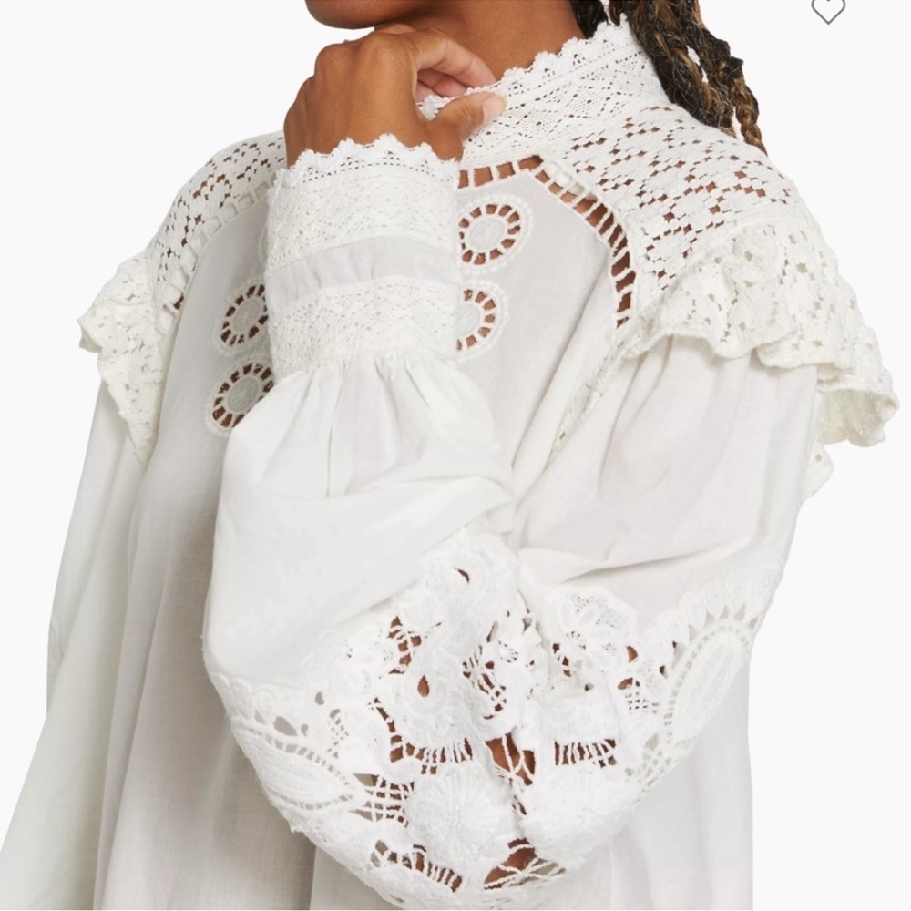 FARM Rio Cream Lace Detail Blouse XS
